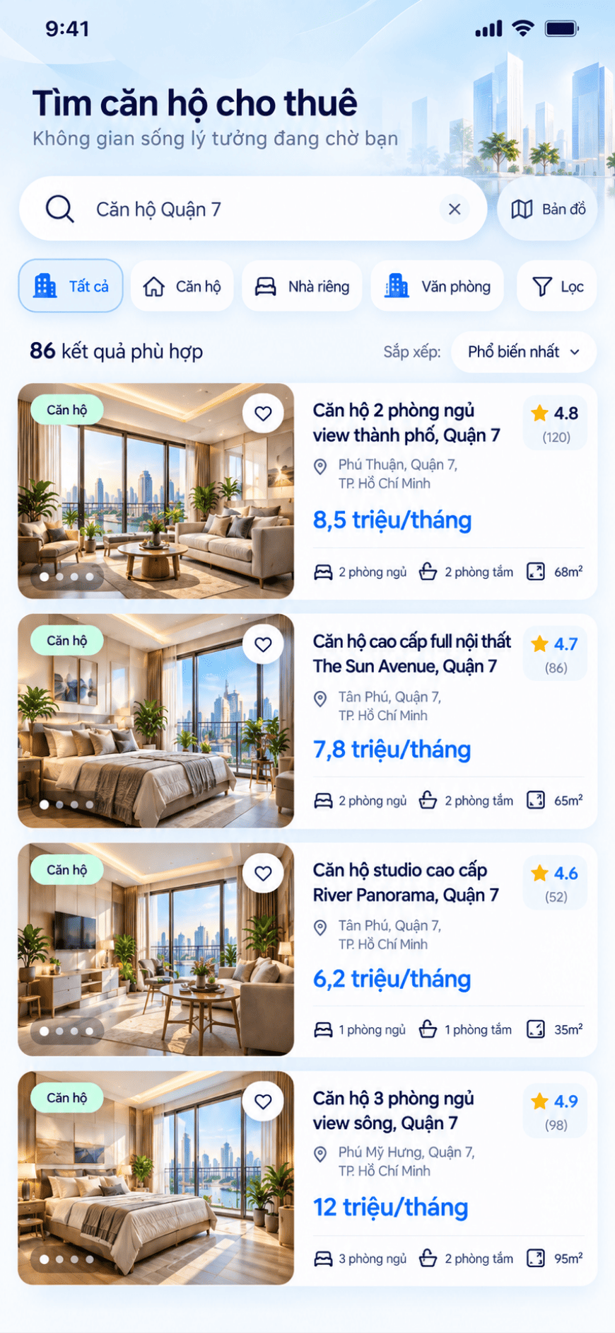App cho thuê Nhà trọ / Văn phòng / Chung cư